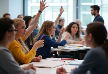 Students participating actively in a classroom session.